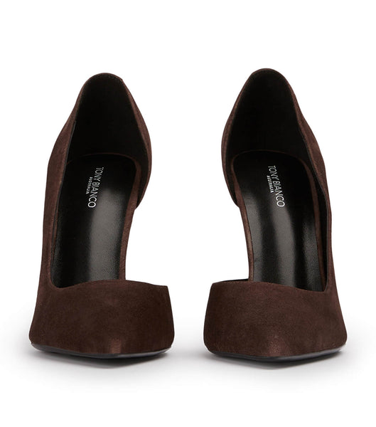 Chocolate Tony Bianco Alyx Espresso Suede 10.5cm Event Heels | ZACVG30409