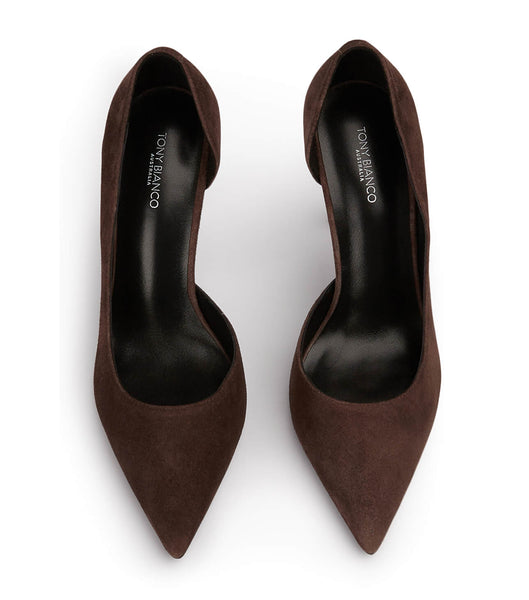 Chocolate Tony Bianco Alyx Espresso Suede 10.5cm Court Shoes | ZAZDE51580