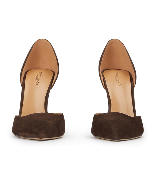 Chocolate Tony Bianco Gala Espresso Suede 10cm Event Heels | ZAEAH17361