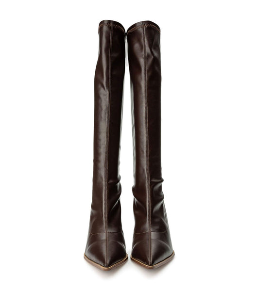 Chocolate Tony Bianco Knight Choc Venezia 9.5cm Stretch Boots | GZAUC27168