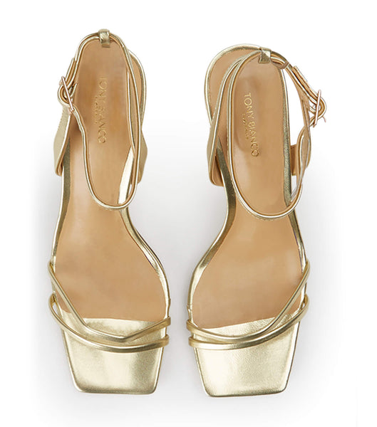 Gold / Metal Tony Bianco Camelia Gold Nappa Metallic 8.5cm Low Heels | MZAHR17152