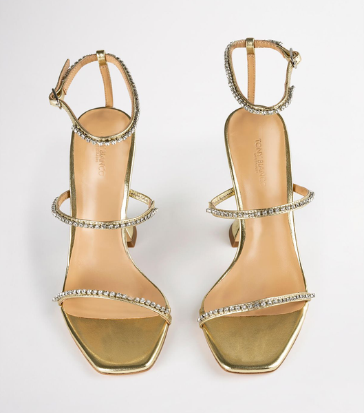 Gold / Metal Tony Bianco Skye Gold Nappa Metallic 10.5cm Bling Heels | AZADF81376