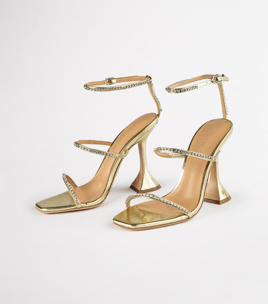 Gold / Metal Tony Bianco Skye Gold Nappa Metallic 10.5cm Bling Heels | AZADF81376