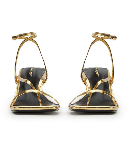 Gold Tony Bianco Avi Gold Foil 6.5cm Strappy Heels | YZAVQ87423