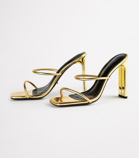 Gold Tony Bianco Florence Gold Foil 11cm Block Heels | DZAVO23623