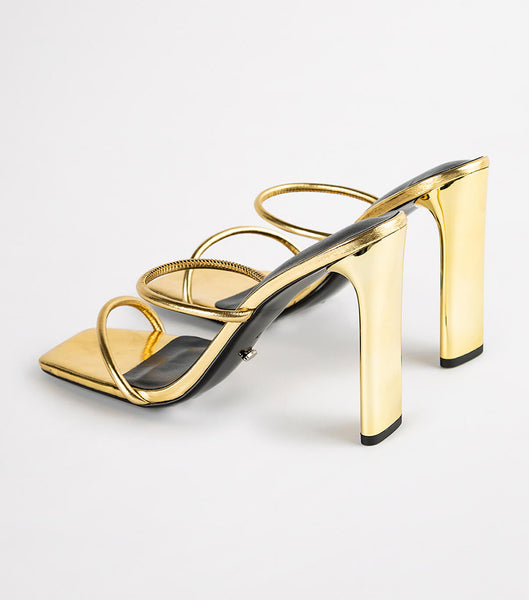 Gold Tony Bianco Florence Gold Foil 11cm Block Heels | DZAVO23623