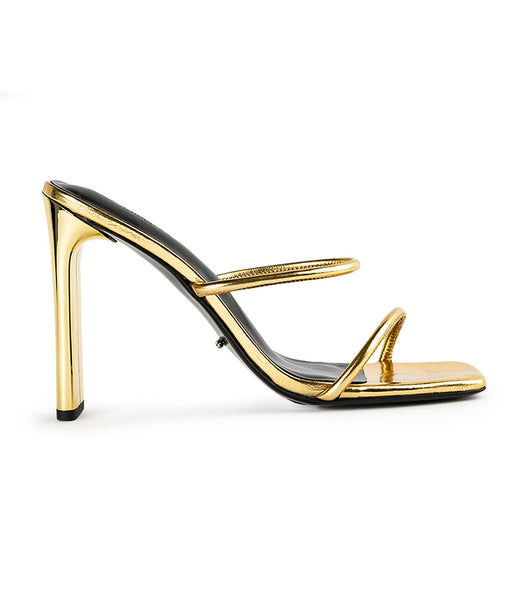 Gold Tony Bianco Florence Gold Foil 11cm Block Heels | DZAVO23623