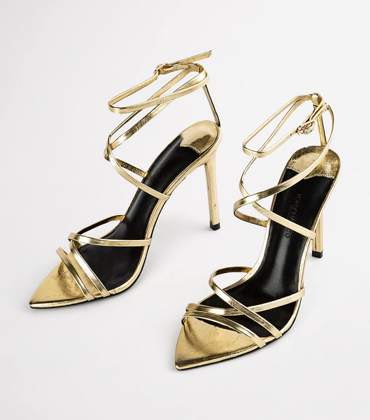 Gold Tony Bianco Marcy Gold Foil 10.5cm Strappy Heels | BZASD93189