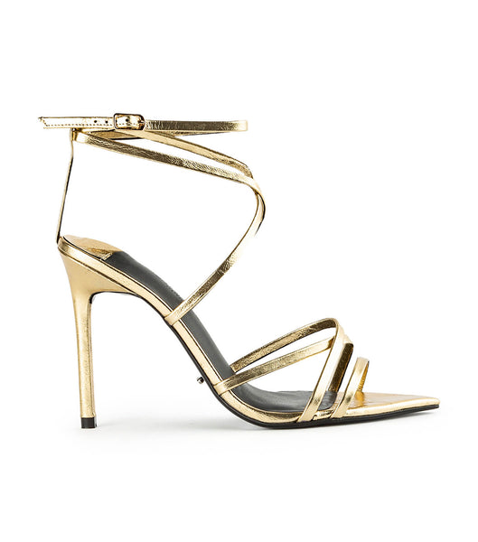 Gold Tony Bianco Marcy Gold Foil 10.5cm Strappy Heels | BZASD93189