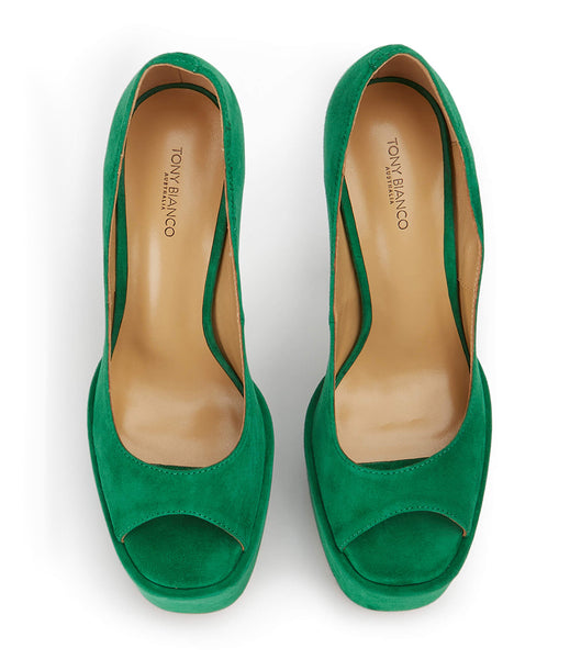 Green Tony Bianco Jolee Jade Suede 15cm Platform Shoes | DZAVO77673