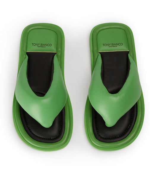 Green Tony Bianco Nikki Acid Green Slides | QZAUV17178