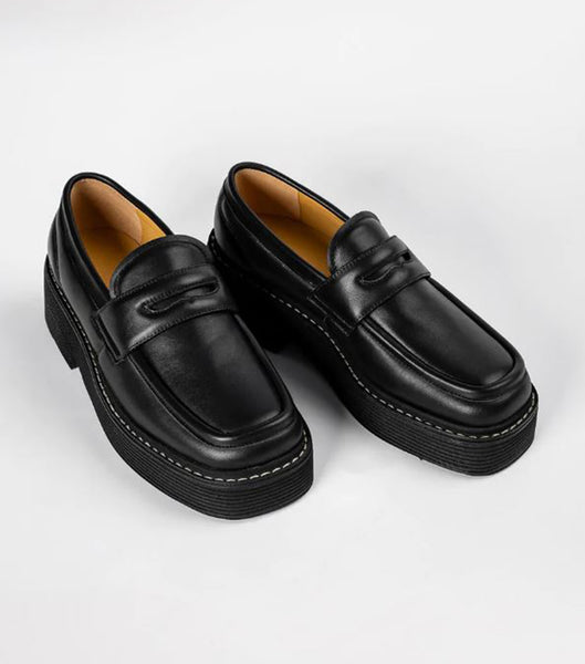 Grey / Black Tony Bianco Granite Black Nappa 5cm Loafers | ZAJVR10646