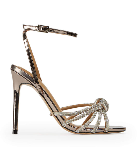 Grey Tony Bianco Kyla Gunmetal Shine 11cm Strappy Heels | ZANZX79247