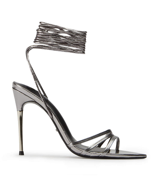 Grey Tony Bianco Mavis Gunmetal Glimmer 10.5cm Strappy Heels | FZAUI11217