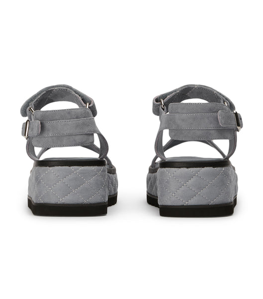 Grey Tony Bianco Zahara Steel Grey Suede 6cm Flat Sandals | YZAVQ45087