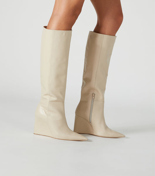 Light Yellow Tony Bianco Drake Vanilla Capretto 9.5cm Mid Calf Boots | ZAQAV27221