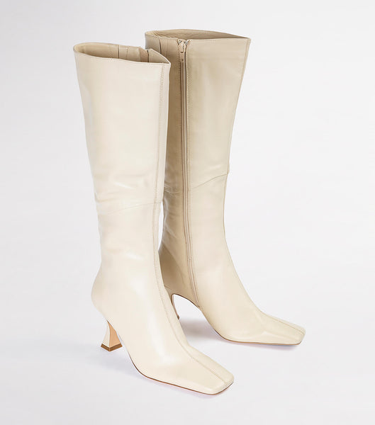 Light Yellow Tony Bianco Fantasy Vanilla Nappa 8cm Mid Calf Boots | AZAWC61319