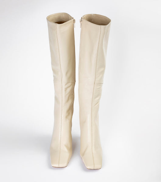 Light Yellow Tony Bianco Fantasy Vanilla Nappa 8cm Mid Calf Boots | AZAWC61319