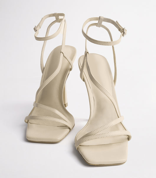 Light Yellow Tony Bianco Franci Vanilla Sheep Nappa 10.5cm Strappy Heels | ZADFL19327