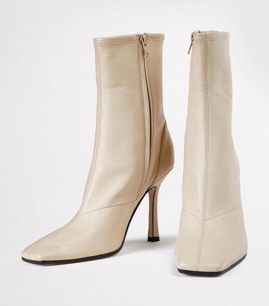 Light Yellow Tony Bianco Halsey Vanilla Nappa 10.5cm Stiletto Boots | UZATG68408