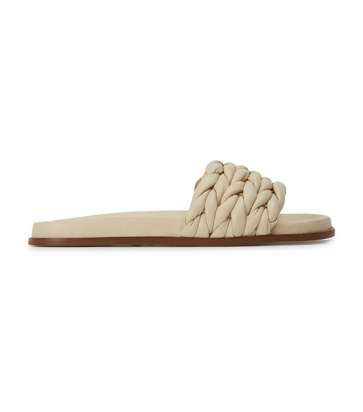 Light Yellow Tony Bianco Layton Vanilla Nappa Flat Sandals | ZAXBR69590