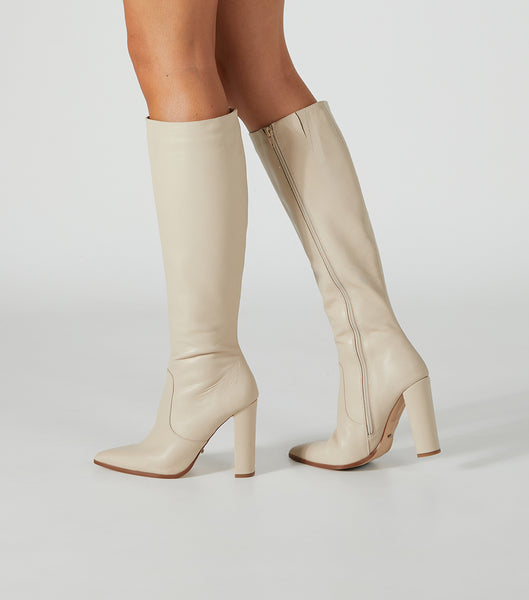 Light Yellow Tony Bianco Lucille Vanilla Venice 10.3cm Mid Calf Boots | QZAWA78463