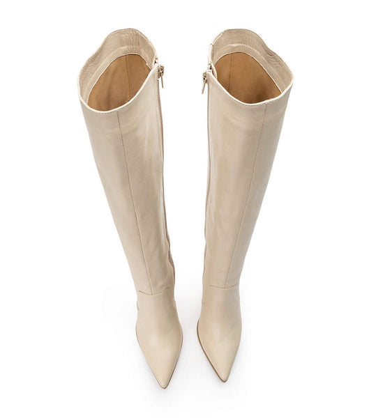 Light Yellow Tony Bianco Lucille Vanilla Venice 10.3cm Mid Calf Boots | QZAWA78463