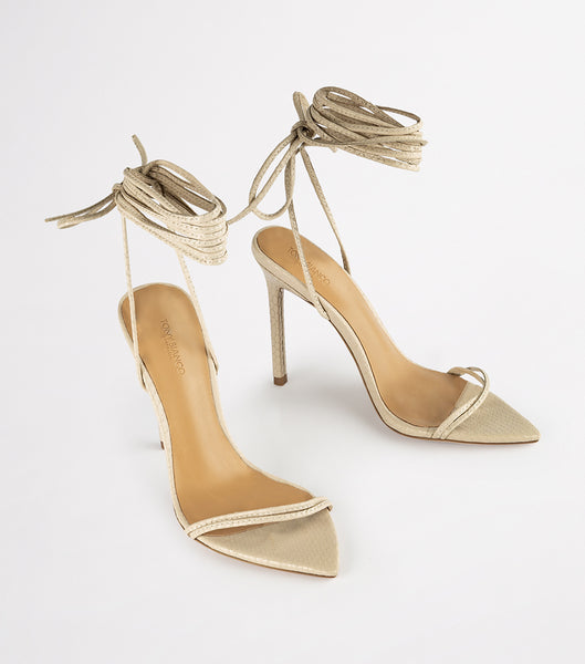 Light Yellow Tony Bianco Millie Vanilla Snake 10.5cm Event Heels | QZAWA36081