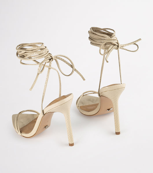 Light Yellow Tony Bianco Millie Vanilla Snake 10.5cm Event Heels | QZAWA36081