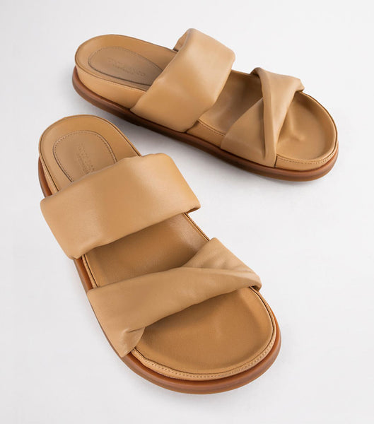 Orange Tony Bianco Henry Honey Nappa 3.5cm Slides | ZAXBR89891