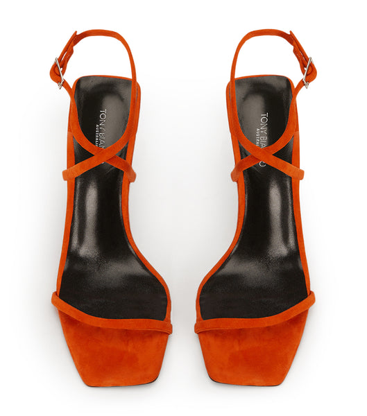 Orange Tony Bianco Naxos Aperol Suede 10.5cm Strappy Heels | BZASO33338