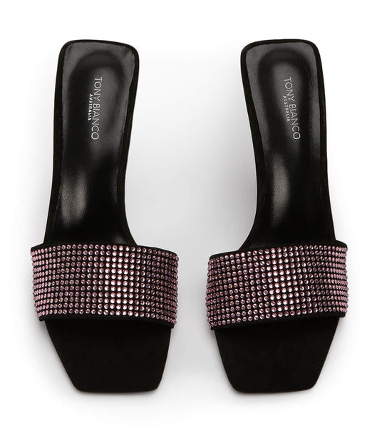 Pink / Black Tony Bianco Naomi Pink Crystal/Black Suede 10.5cm Stiletto Heels | FZAHY91031