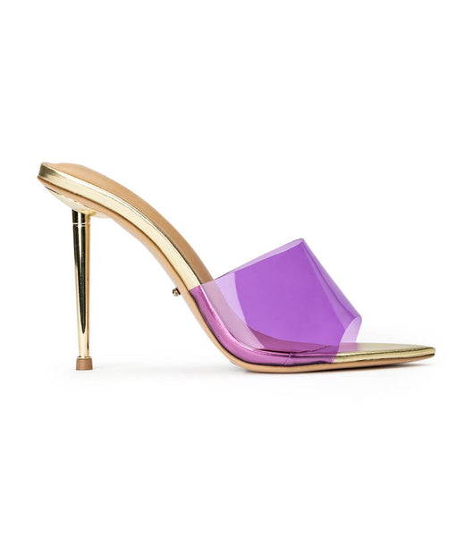 Purple / Gold Tony Bianco Mylo Purple Vinylite/Gold 10.5cm Event Heels | AZADF13334