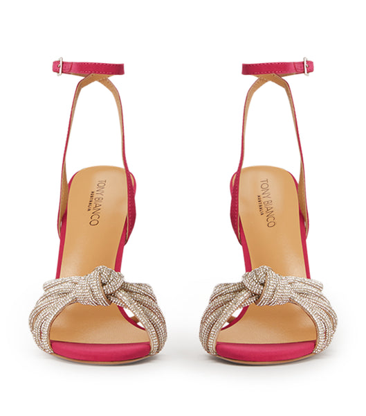 Red Tony Bianco Kyla Persian Crepe 11cm Bling Heels | LZATR50452