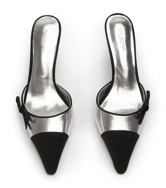 Silver / Black Tony Bianco Shirley Silver/Black 8cm Low Heels | ZAXBR49068