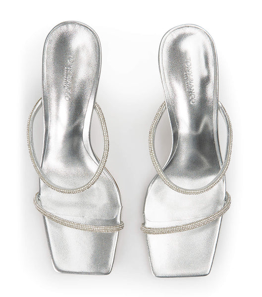 Silver / Metal Tony Bianco Chase Silver Nappa Metallic 8.5cm Bling Heels | MZAHR76806