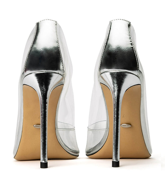 Silver Tony Bianco Alijah Clear Vinylite/Silver 10.5cm Stiletto Heels | GZAUC44998