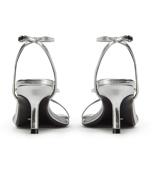 Silver Tony Bianco Avi Silver Foil 6.5cm Strappy Heels | MZAFT75749