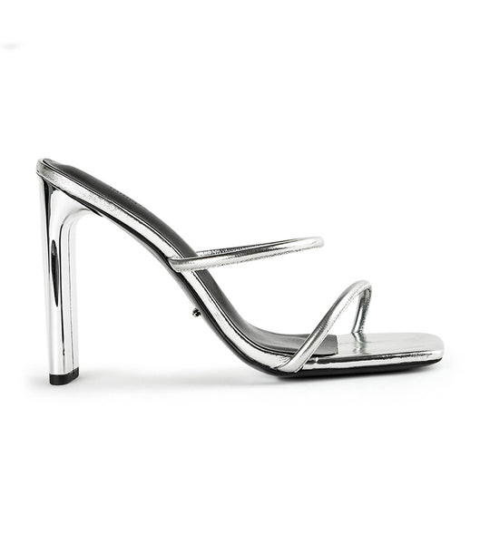 Silver Tony Bianco Florence Silver Foil 11cm Strappy Heels | AZAWC97090