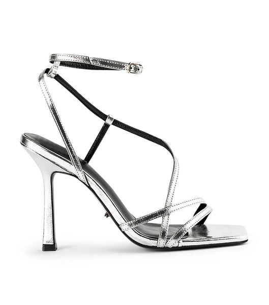 Silver Tony Bianco Franci Silver Foil 10.5cm Strappy Heels | ZACVG24761