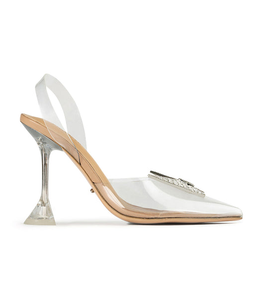 Silver Tony Bianco Laos Clear Vinylite 10.3cm Event Heels | LZASX25811