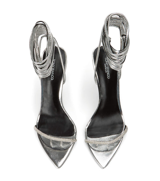 Silver Tony Bianco Makai Silver Foil 10.5cm Bling Heels | QZAWA44589