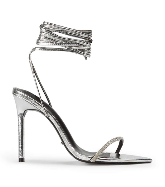 Silver Tony Bianco Makai Silver Foil 10.5cm Bling Heels | QZAWA44589