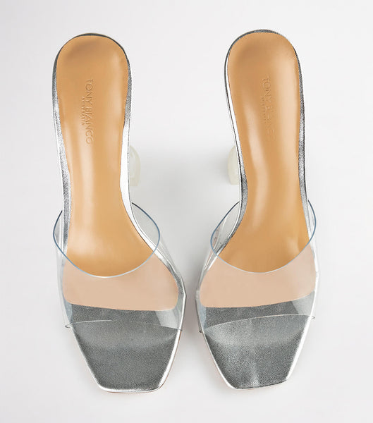 Silver Tony Bianco Serri Clear Vinylite/Silver 10.5cm Bling Heels | SZAVO52955