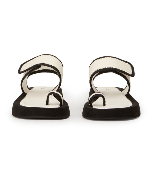 White / Black Tony Bianco Iso White/Black Neoprene 3.5cm Flat Sandals | DZAKV99187