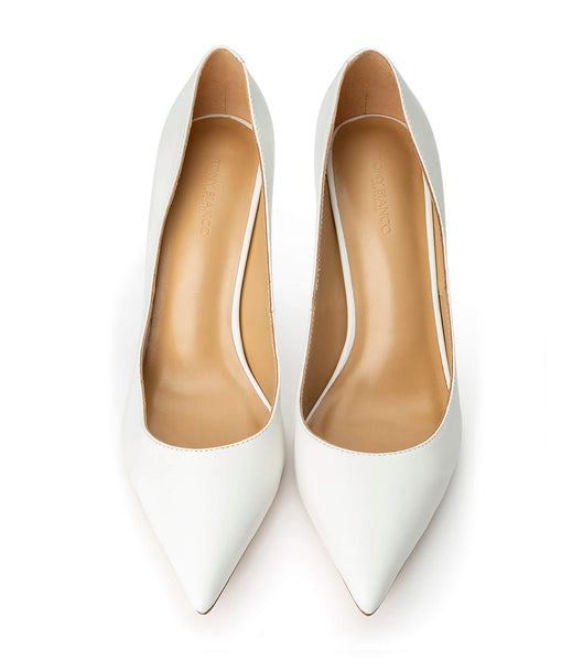 White Tony Bianco Anja Milk Capretto 10.5cm Court Shoes | YZAGT55613