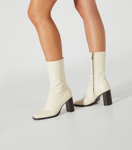 White Tony Bianco Atlanta Ecru Venice 8.5cm Heeled Boots | BZASD89518