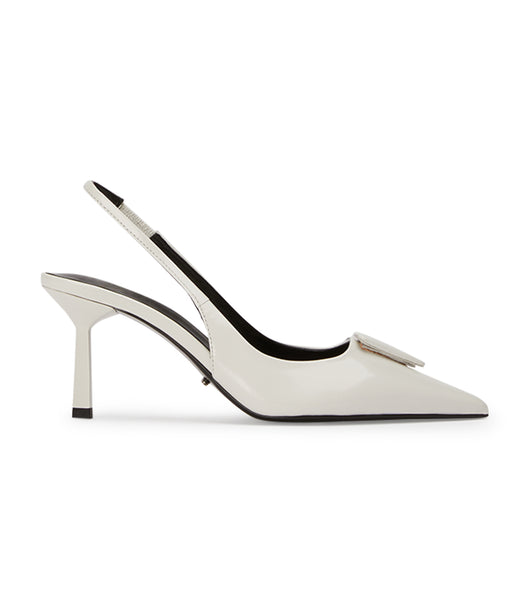 White Tony Bianco Bertie White Hi Shine 7.5cm Low Heels | FZAUI35124