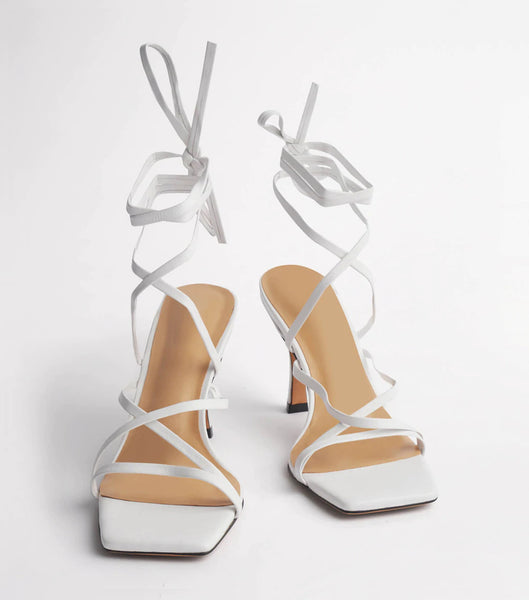 White Tony Bianco Caden White Sheep Nappa 8.5cm Low Heels | FZAHY32826