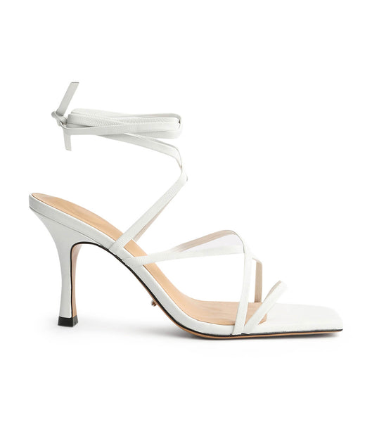 White Tony Bianco Caden White Sheep Nappa 8.5cm Strappy Heels | PZAQX73024